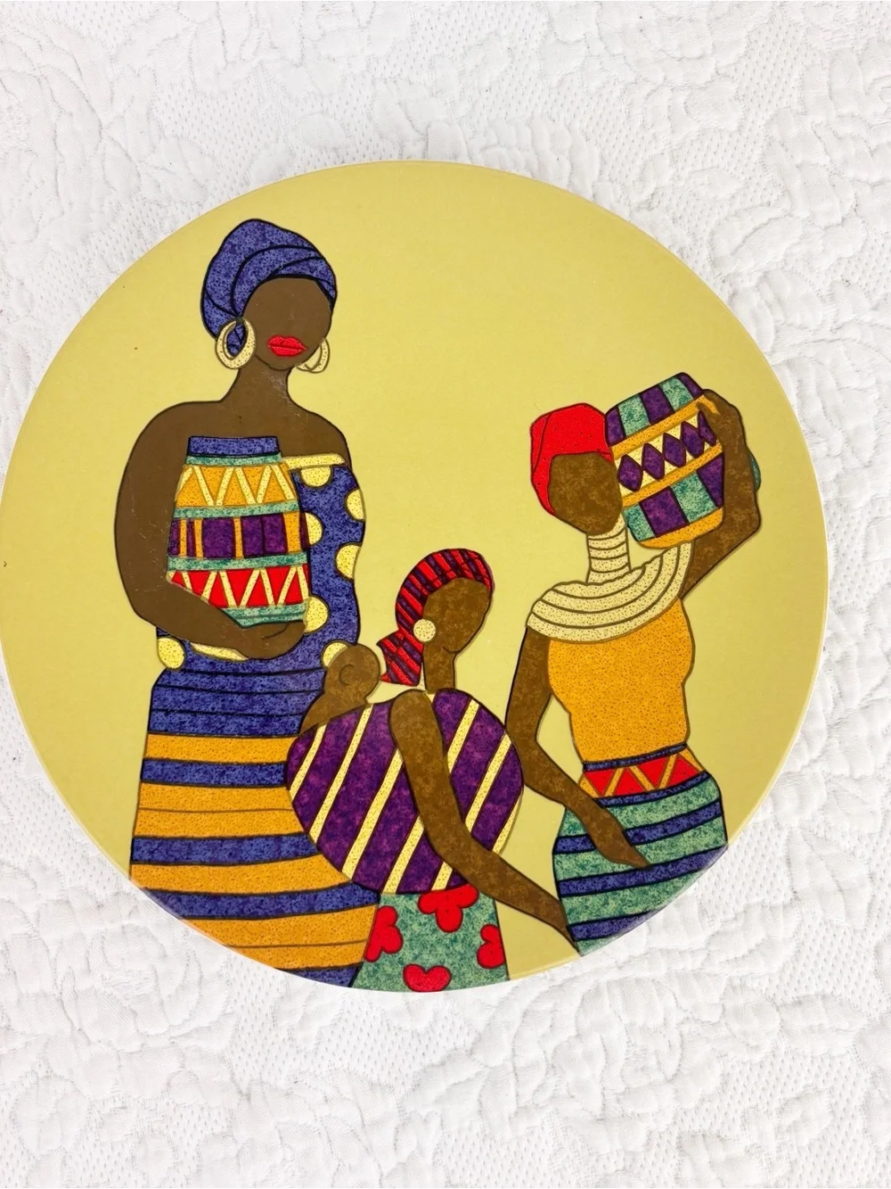 Pier 1 Stoneware ZERA Plate 8.25” African Women Native Attire Colorful